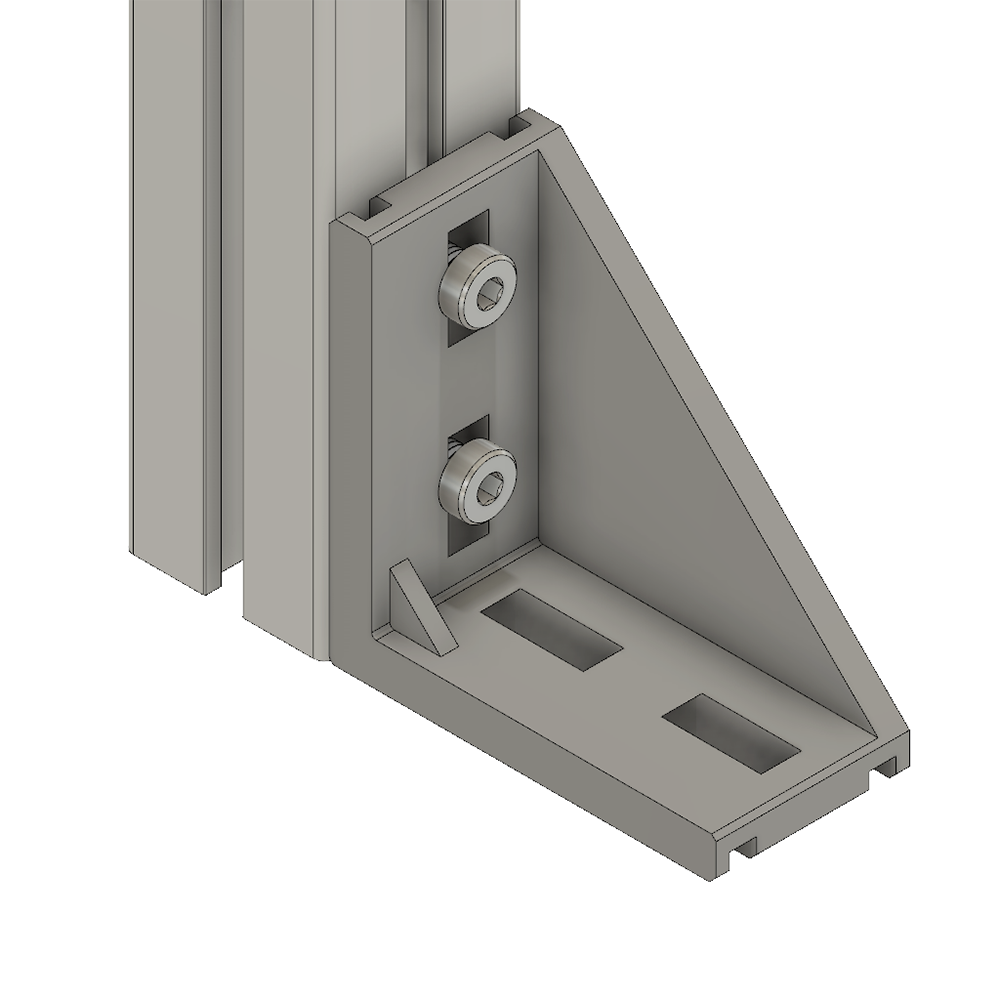 40-120-1 MODULAR SOLUTIONS ALUMINUM GUSSET<br>45MM X 90MM ANGLE W/HARDWARE